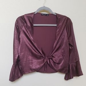 Nasty Gal Shiny Wrap Crop Top